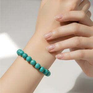 *NEW* Natural Black Line Turquoise Stretch Bracelet